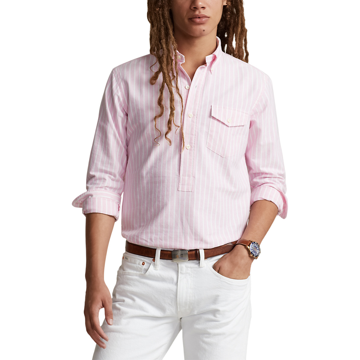 Polo Ralph Lauren Custom Fit Striped Oxford Popover Shirt